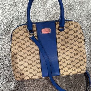 Michael Kors Blue and Tan Signature Tote